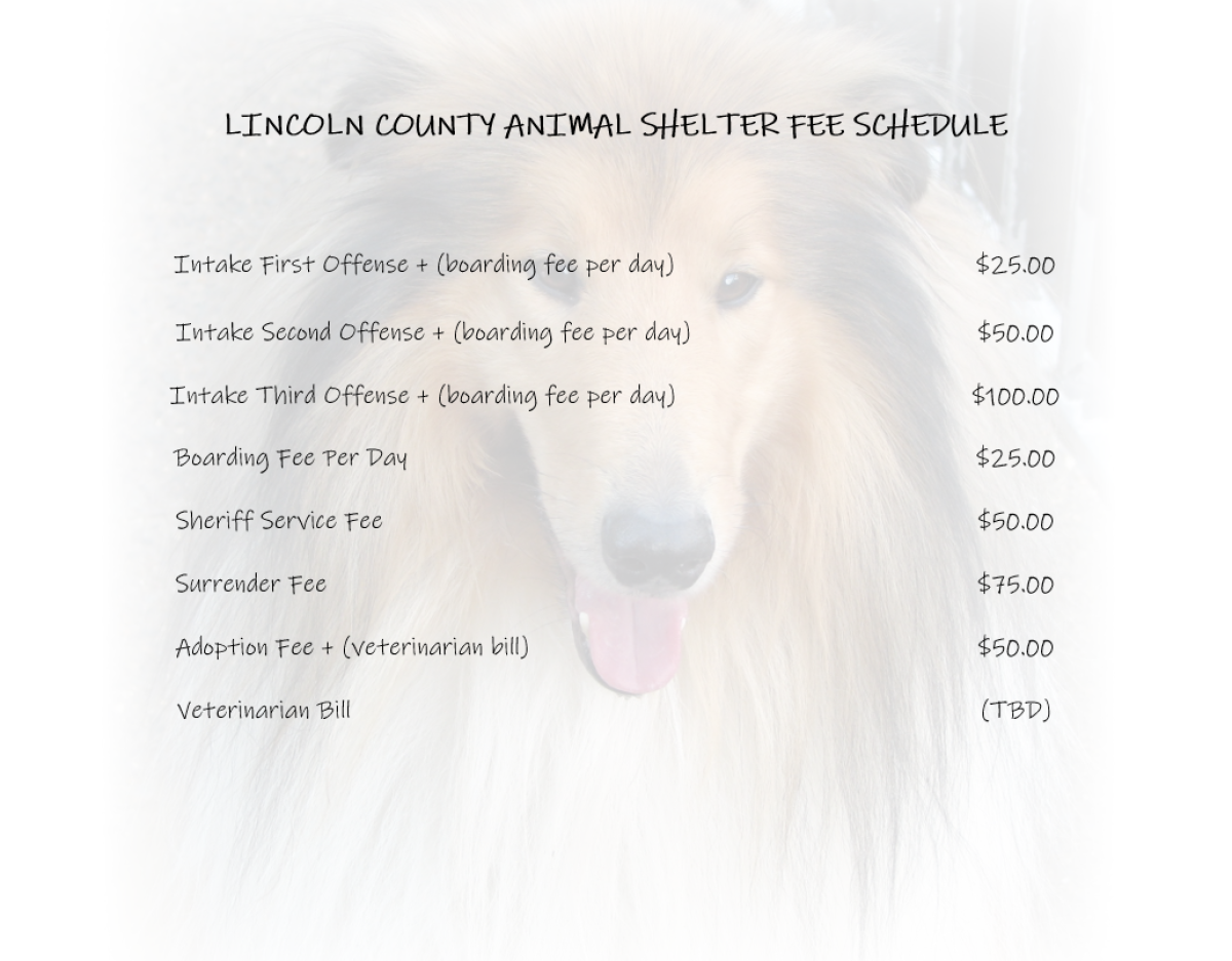 Animal Shelter Fee Schedule